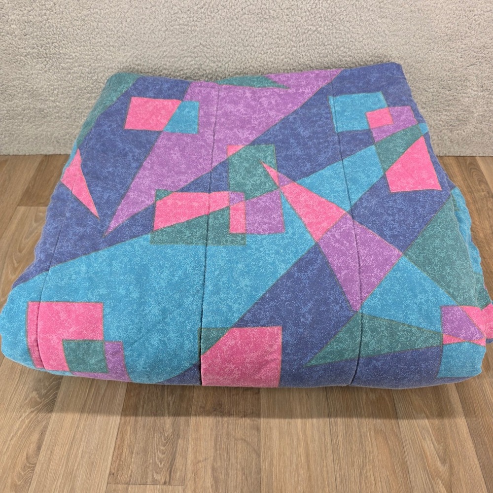 Vintage Dan River King Size Comforter Abstract Geometric Memphis Style 80s 90s